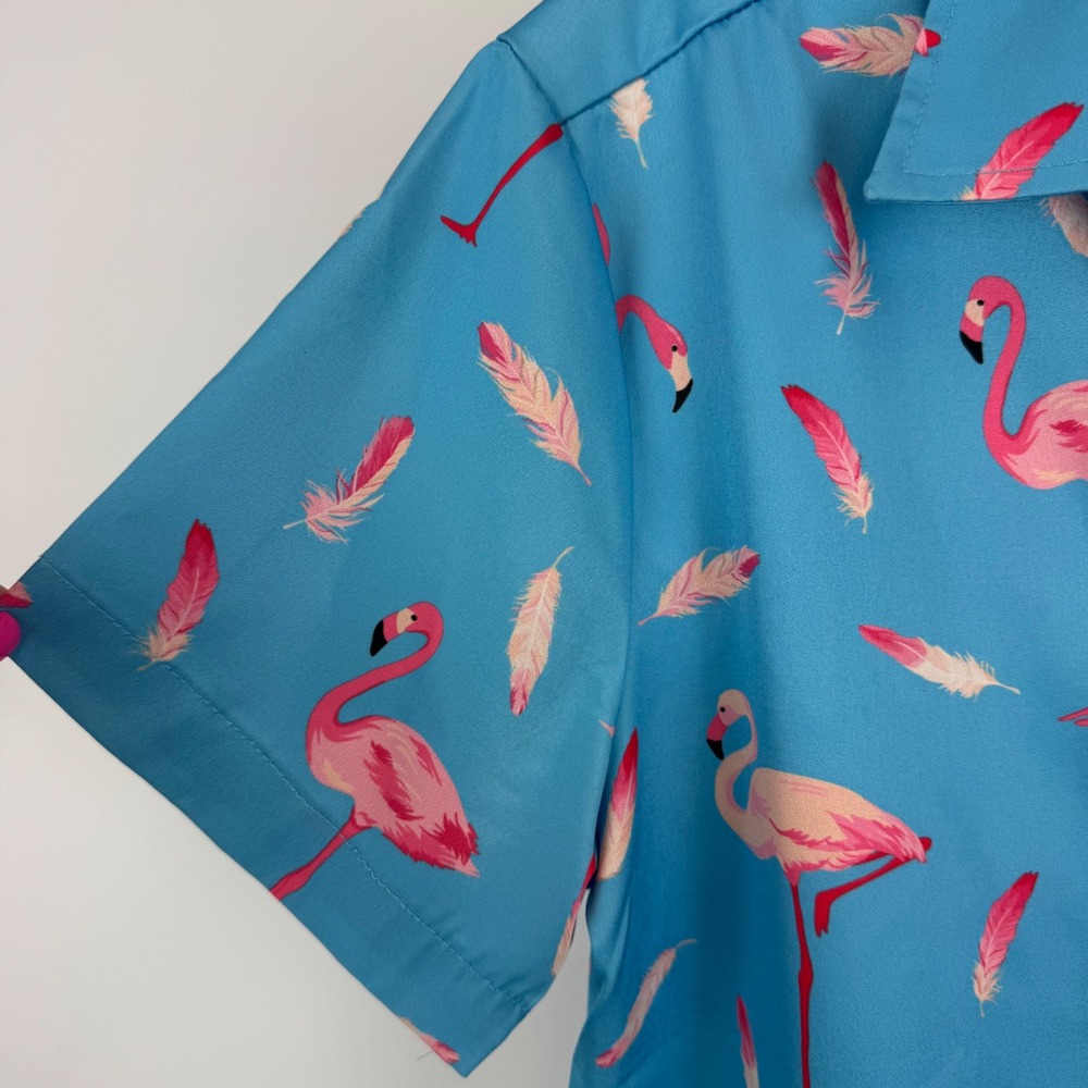 Vatpave Mens Flamingo Stripe Matching Set Blue Pink Summer Beach Outfit Small - Picture 7 of 14